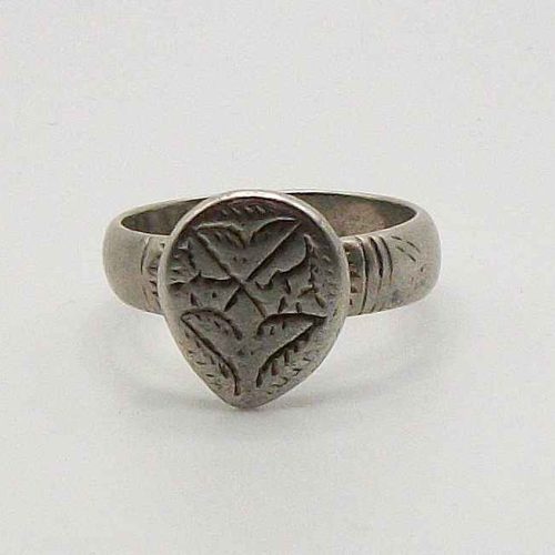 Medieval Silver Tear Drop Shaped Ring