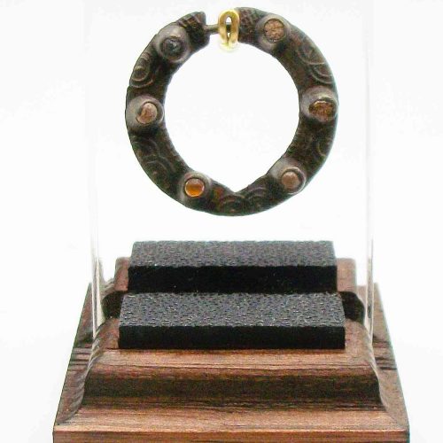 Medieval Bronze Turret Ring Brooch with Cabachons