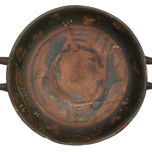 Greek Blackware Kylix with Wreath of Ivy Leaves