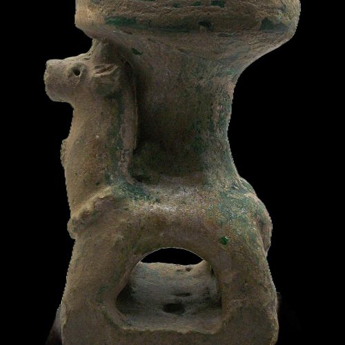 Parthian Faience Green Glazed Oil Burner with Quadruped Body